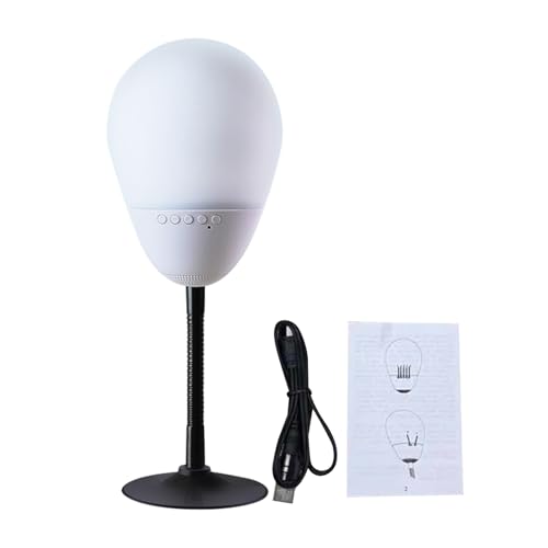 Luocute Silicone BT Speaker Light, Color Changing Mood Lamp with 10+ Sound Effects and BT5.0 Wireless Connectivity, 1500mAh Rechargeable Battery, for Home Bedroom Travel Party Decor (White)
