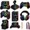 LUUFILx 80 Pcs Video Game Scratch Cards Video Game Birthday Party Decorations Colorful Rainbow Scratch Paper Art with Wooden Stylus for Birthday Party Classroom DIY Activities