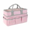 Luwecf Craft Storage Pouch Multi Pocket Organizer Tote Bag Portable Utility Station 600D Oxford Cloth with Reinforced Handles for Teacher Supplies Household Use, Pink Gray