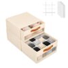 LuxDuo Minimalist Home DIY Underwear Drawer Organizer-Dustproof Sock Organizer with 6pcs Drawer Divider Adjustable Cream White Stackable Closet Storage Bins for Bra Socks Ties