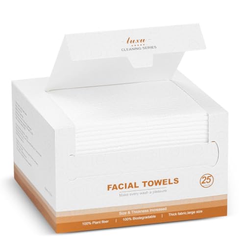LUXU Clean Face Towels,Disposable Face Towel, Facial Washcloth, Makeup Remover Dry Wipes,125 Ct,Clean Facial Towels for Sensitive Skin,Soft and Thick for Nursing, Cruelty Free,Biodegradable