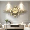 Luxury Gold Wall Clock for Home Decor, 39.4 Inch Large Modern Starlight Metal Wall Clock, Silent Non-Ticking Battery Operated Decor Clock for Living Room Housewarming Gift