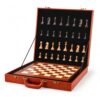 Luxury Wooden Chess Set with Premium Leather Storage Case, 17 Inch Chess Board, Handcrafted Staunton Pieces, Portable Travel Chess Set for Adults & Kids, for Family Game Night