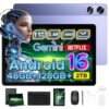 Luzglo P11 Pro 11 Inch Tablet with Android 16 & Gemini AI, 48GB RAM+128GB ROM/2TB, T7250 Octa-Core, 8800mAh/18W, 120Hz, 5MP+13MP, GPS, FM, Face ID,OTG,5G WiFi, Tablet with Keyboard Stylus