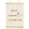 LWBEO Home Sweet Classroom Poster Hanger Frame, Boho Playroom Wooden Canvas Art Print, Homeschool Positive Wall Art for Preschool Homeschool Classroom Decor 12x16in -17