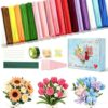 LXIANGN 800/1000 Pcs Colorful Pipe Cleaners Flower Kit for Crafts, 13/18 Colors Chenille Stems Flower Making Kit,12 Inch Length,Step-by-Step Tutorial for Art DIY Flowers (800Pcs,13 Colors)