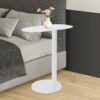 LXYIUTRW Bepritm Side Coffee Table Set, Metal Nesting Tables Living Room Small C-Shaped End Table, Small Tables for Living Rooms, Bedrooms, Cafeterias and Outdoors (White, C-Shaped)