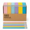 LYBHWBF 180 pack Wood-Cased pencils bulk #2 HB Pencil with Eraser Fun Cute Wood Triangle Pencils for School Classroom Teacher Student Drawing Gift