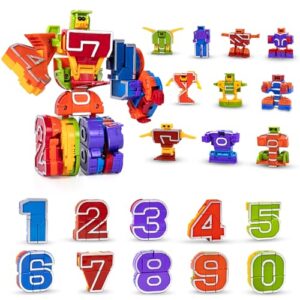 Lydaz 10 Pcs Number Robots Toys for Kids, STEM Educational Learning Action Figure Toys, Number Blocks Bots, Action Figures Toy, Preschool Math Toy, Birthday Gifts for Boys Girls 3 4 5 6 Years Old