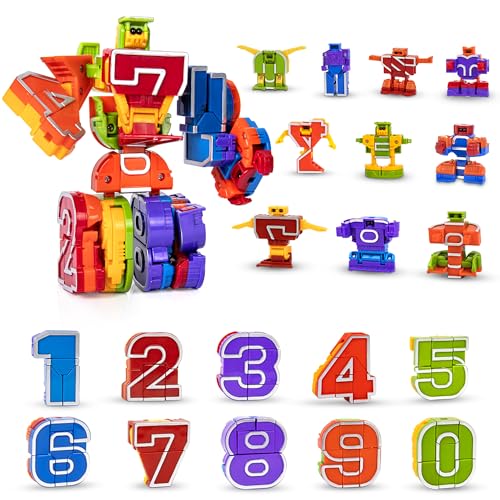 Lydaz 10 Pcs Number Robots Toys for Kids, STEM Educational Learning Action Figure Toys, Number Blocks Bots, Action Figures Toy, Preschool Math Toy, Birthday Gifts for Boys Girls 3 4 5 6 Years Old