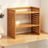LYGXKRVU Stackable Bamboo Desk Shelf with Grid Panel, 2/3-Tier Organizer