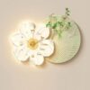 Lyhshyc 3D LED Wall Clock, Unique Crystal Porcelain Art Design with Adjustable Brightness Remote, Silent Quartz Movement Wall Art for Modern Office Home Accents