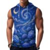 Lyngora Mens Gym Workout Tank Top Sleeveless Hoodie Shirt Navy Hydrangea