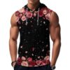 Lyngora Mens Gym Workout Tank Top Sleeveless Hoodie Shirt Starry Rose Night