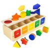 Lynncare Wooden Montessori Toy for 1 2 Year Old, Shape & Color Sorting Matching Toy with Box for Toddlers 1-3, for 1 2 3 Year Old Boy Girl Gifts
