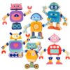 LYOKELC Wooden Robot Building Toy, 33-Piece Snap-Together Set, Ages 3-6