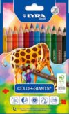 Lyra Color-Giants Assorted Colored Pencils - Set of 12 Colored Pencils with A 6.25mm Core - Highly Pigmented Pencils for All Artists - Durable Color Pencils Set for Drawing Coloring and More