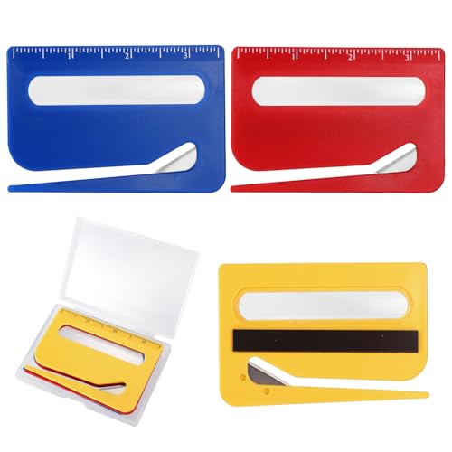 Lyreh 3pcs Magnetic Letter Openers, 3 Colors Envelope Opener Slitter Mail Cutter Tool with Scale and Magnifier with Transparent Storage Case for Women Package Home Office Supplies(Red, Yellow, Blue)