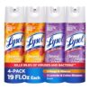 Lysol Disinfectant Spray, for Cleaning and Deodorizing, Lavender & Cotton Blossom + Mango & Hibiscus (Pack of 4)