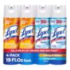 Lysol Disinfectant Spray, Sanitizing and Antibacterial Spray, For Disinfecting and Deodorizing, Mango & Hibiscus and Crisp Linen, 19 Fl. Oz (Pack of 4)