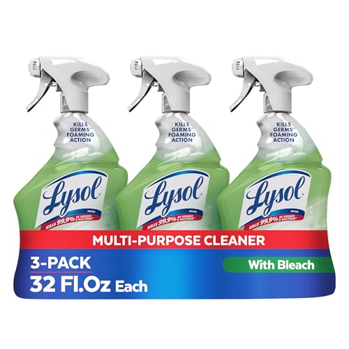 Lysol Multi-Purpose Cleaner Sanitizing and Disinfecting Spray with Bleach,All Purpose Cleaning Spray for Bathrooms and Kitchens,32oz,(Pack of 3)