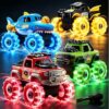 LYVENO 4 Pack Light Up Monster Trucks Toys for Boys Ages 3-5, Take Apart Toys Cars with Glowing Wheels, Birthday Gift for 2 3 4 5 6 7 Year Boys Toddlers