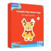 Lzerking Glossy Printable Vinyl Sticker Paper, 100 Sheets Waterproof Decal