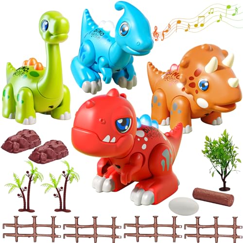 LZZAPJ Montessori Dinosaur Assembly Toy Set with Lights & Music - STEM Dinosaur Toys for Kids 3-4, Baby & Toddlers Ages 3 4 5 Years Old, Perfect Christmas/Birthday Gift for Boys & Girls