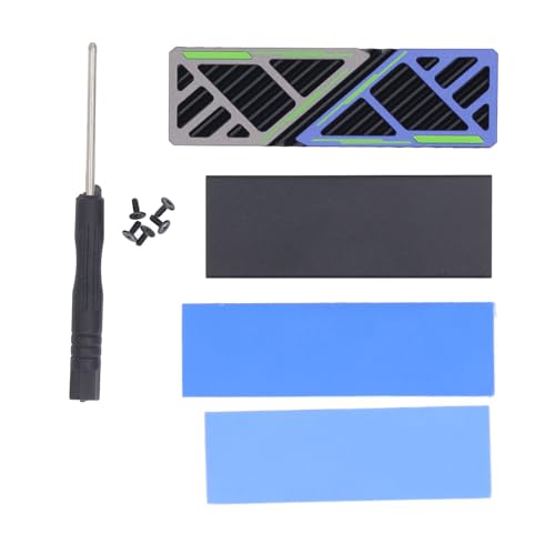 M.2 2280 SSD Heatsink, Aluminum Alloy M.2 SSD Cooler Heatsink with Double - Sided Thermal Pads, 45° Angled Wind Guide Design for PCIe NVMe SSDs, Includes 0.5mm & 1mm Heat Sinks, Sc