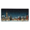 MA6GE8DE Warm Xmas Eve Street Illustration, Large Size Design Mouse Pad 35.4x15.7 inch, Waterproof Non-Slip，Creative Winter Theme Desk Decor for Office, Study, Bedroom, Play Room