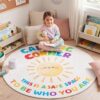 Maasechs 4 ft Calming Corner Rug Round, Sunshine Classroom Rug, Rainbow