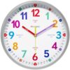 Mabpedo White 10 Inch Classroom Silent Wall Clock for Kids Time Learning