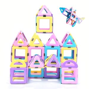MAGBLOCK Toddler Girl Toys, Magnetic Tiles 52 Pcs, Birthday Gifts for Girls, Macaron Color Magnetic Building Blocks, Magnet STEM Montessori Sensory Toys for 3 4 5 6 7 Year Old Girls
