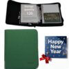 Magiarcana Greeting Card Organizer & Storage,Christmas Card Book,120 Sleeves D-Ring Zippered Binder,for Horizontal 5x7 4x6 3x5 Cards,Birthday,Wedding,Invitations,Photo,Painting works,paper (Turquoise)
