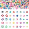 Magibeads 200Pcs Flower Beads Colorful Handmade Polymer Clay Beads Assorted Bracelet Making kit Flower Bead Floral Bead Charms for Bracelets Necklaces DIY Jewelry Making Supplies