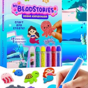 Magical Bead Painting – Birthday Gifts for Girl and Boy Ages 6-8 Years Old, Bead Art & Craft Set, Beads Pen & Painting Activities, Creative Arts & Crafts Ocean Theme Kit with Fun Designs