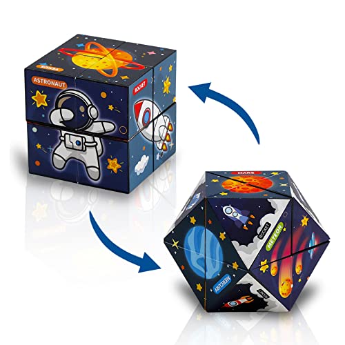 Magic Cube - Educational Shape Changing Kids Toys, Fidget Toys Infinity Cubes for Kids 8-12, Birthday Gifts for 5 6 7 8 9 10 11 Year Old Boy Girls, Puzzle Game, Fun Travel Buddy. (Curious Space)