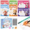 Magic Grooved Writing Practice Books, Reusable 3D Grooved Handwriting Practice for Kids Ages 3-5, Disappearing Ink Pens & Grips, Perfect Educational Gift