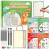 Magic Grooved Writing Practice for Kids 3-8 – 4 Reusable Handwriting Practice with Disappearing Pens | Alphabet, Numbers, Math Tracing | Large Preschool & Kindergarten Workbook with A4 Zipper Pouch