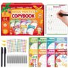 Magic Grooved Writing Practice for Kids 3-8,Grooved Handwriting Practice for Kids,8 Reusable Grooved Writing Books for Preschoolers Homeschooling, Letter, Number Tracing,Math,Drawing Activities