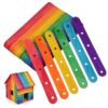 MAGICLULU 100 PCS Colored Craft Sticks - Wooden Popsicle Sticks with Holes for DIY Building Projects, Easy Connecting, Rainbow Wood Ice Cream Strips for Classroom Art Education