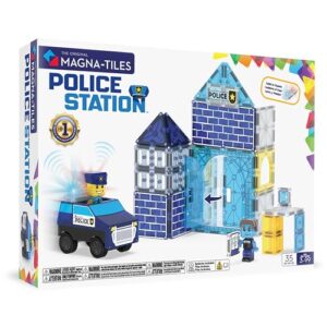 MAGNA-TILES Police Station 35-Piece Magnetic Construction Set, The Original Magnetic Building Brand