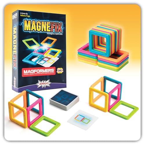 Magnefix Board Game - Magnetic Race Game - Fun for Family Game Night - Race with Magnet Squares and Puzzle Solving - for Kids, Teenagers and Adults - 2-4 Players