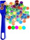 Magnetic Bingo Chips Set -Blue Magnetic Wand with 100 Metal Tokens for Elderly Family Lotto Game, Sensory Bins, Counting and Sorting, Science& Educational Activities