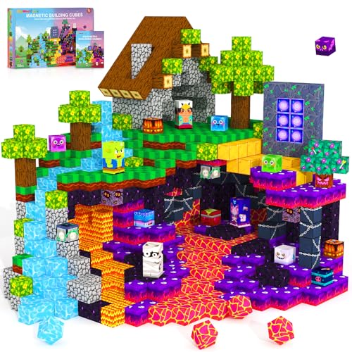 Magnetic Blocks Games Building Toys for 3-16 Year Old Boys Girls, Toddler Kids Magnetic Cubes Tiles Sensory Montessori Education Learning Travel Toys Ages 3+ Halloween Birthday Party Favors Gifts
