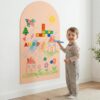 Magnetic Chalkboard Wall Decal, 40x18 Inch Arch, Removable Black Peach & Pink Sticker with 6 Dust-Free Chalks, Peel and Stick Board for Kids Playroom Office