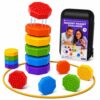 Magnetic Chess Game with Stones,Magnet Game with String - 18 Silicone-Covered Magnets Fidget Toy Textured Sensory Rock Toys Strategy Game for Stress Relief,ADHD, Travel Family Toys for Kids & Adults