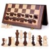 Magnetic Chess Set, 15 Inch Wooden Chess Set with Storage, Folding Travel Chess Set with Strong Magnetic Pieces, Tournament Chess Board, Portable Chess Set with 2 Extra Queens for Adults & Kids
