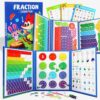 Magnetic Fraction Educational Puzzle, Magnetic Fraction Demonstration Book with Fraction Tiles and Circles, Montessori Fraction Manipulatives for Elementary School, Maths Learning Toys for Kids