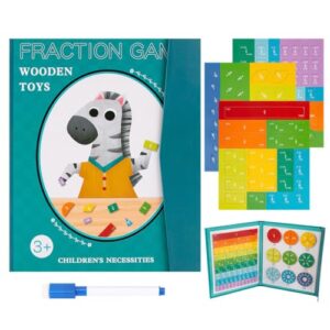 Magnetic Fraction Playbook, Magnetic Fraction Tiles & Circles Set, Fractions Educational Puzzle for Elementary Students Score Disk Demonstrator Fun for Home School Classroom Math Operation Workbook